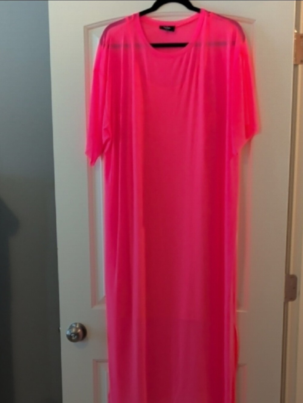 Dressed in LALA Neon Pink Sheer Maxi Dress
